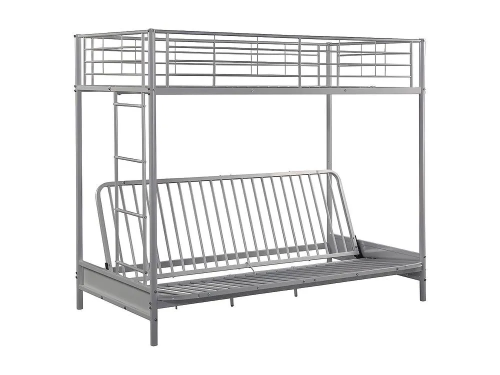 Vente-unique High Sleeper Bed 90 X 190 Cm - With Sofa Bed - Metal - Silver - MODULO 2