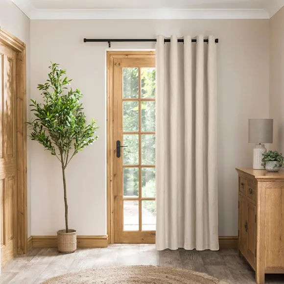 Luna Brushed Blackout Eyelet Door Curtain 2