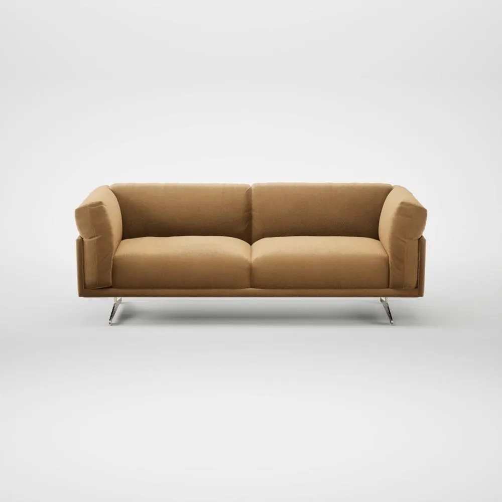 Heal's Novara 3 Seater Sofa Wool Velvet Camel Stainless Steel Feet 2