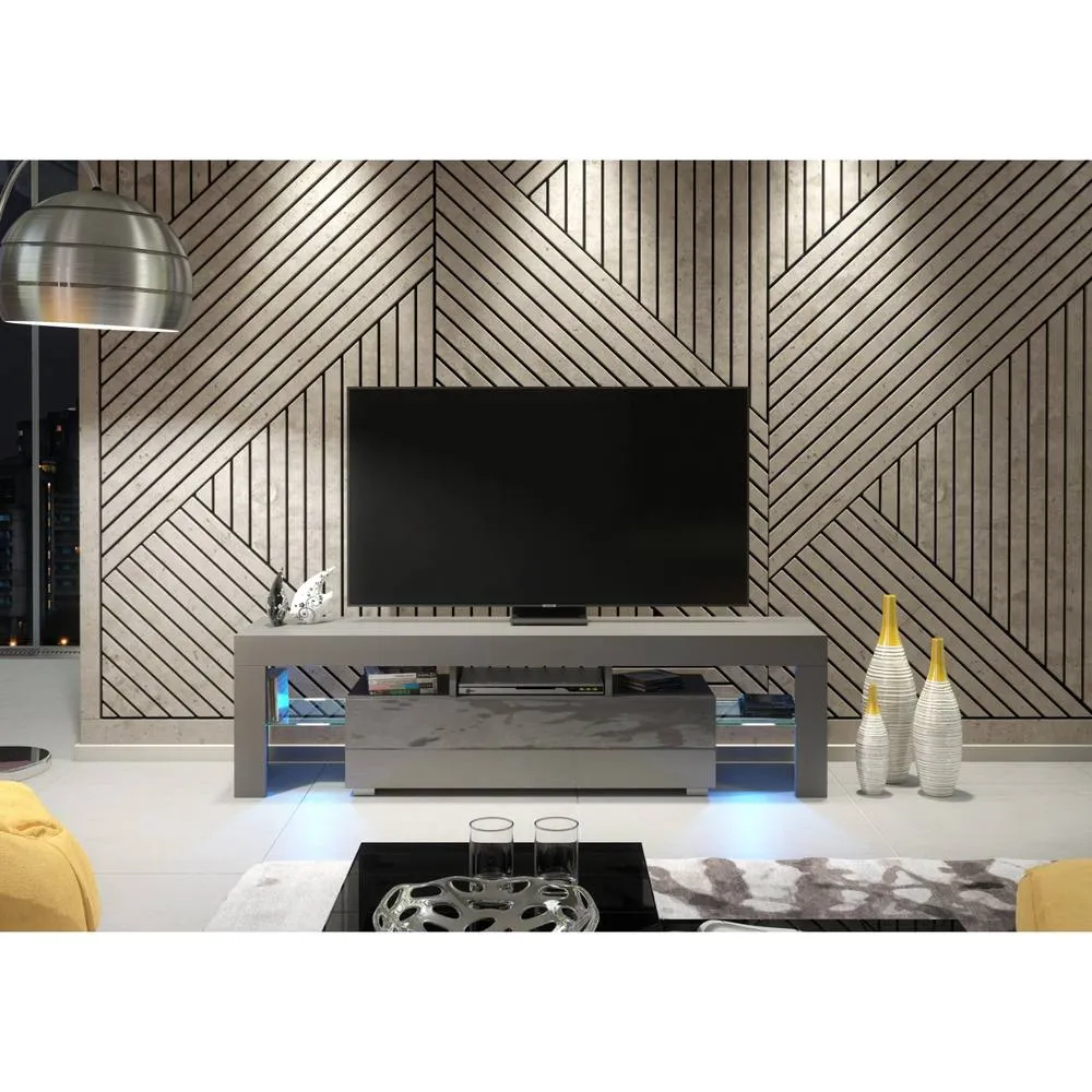 Creative Furniture Aria TV Unit 160cm - Dark Grey with Gloss Doors & LED Lights 2