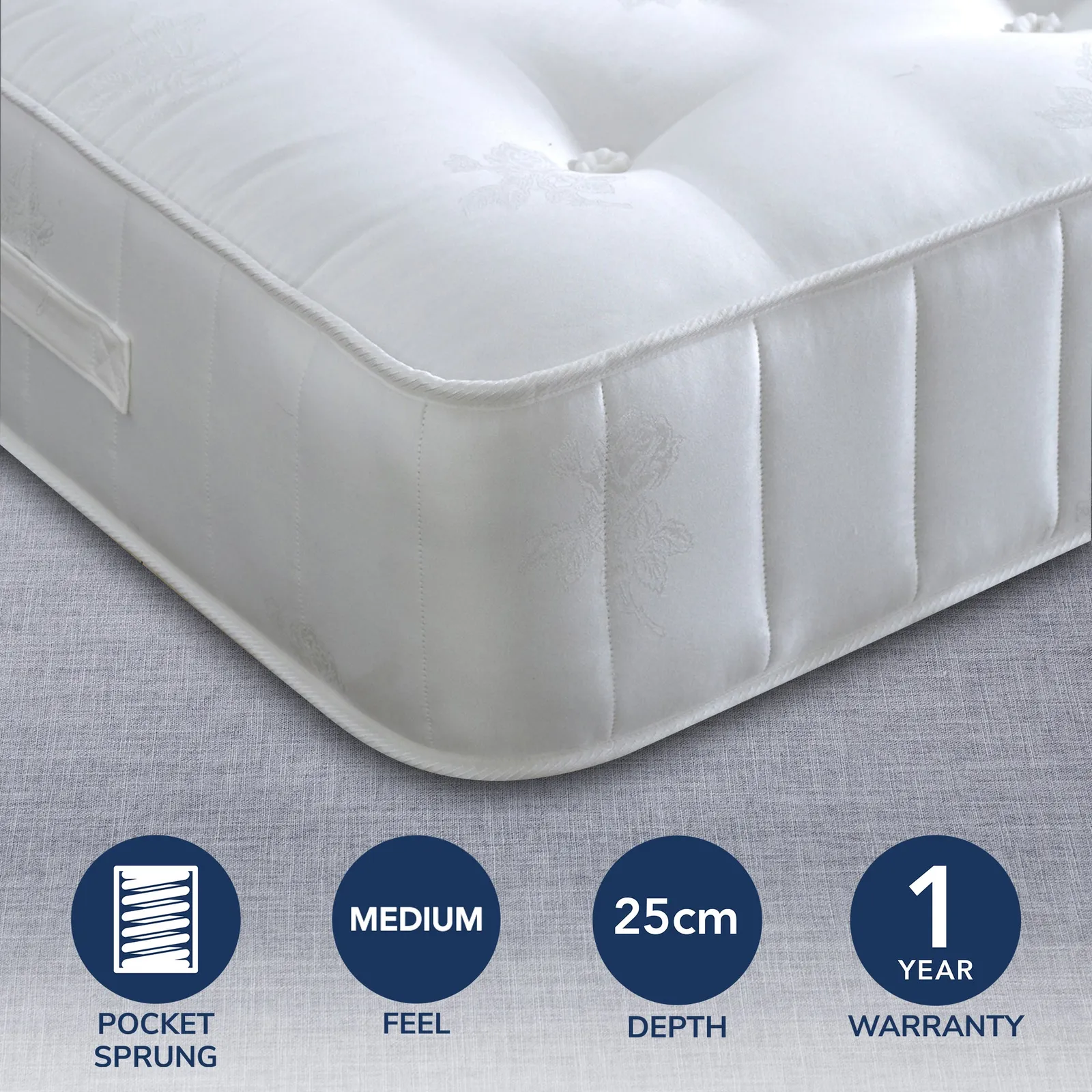 Bedmaster Medium Signature Crystal 1400 Tufted Mattress White