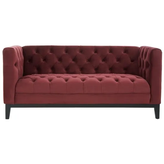 Okab Crimson Fabric 2 Seater Sofa In Red