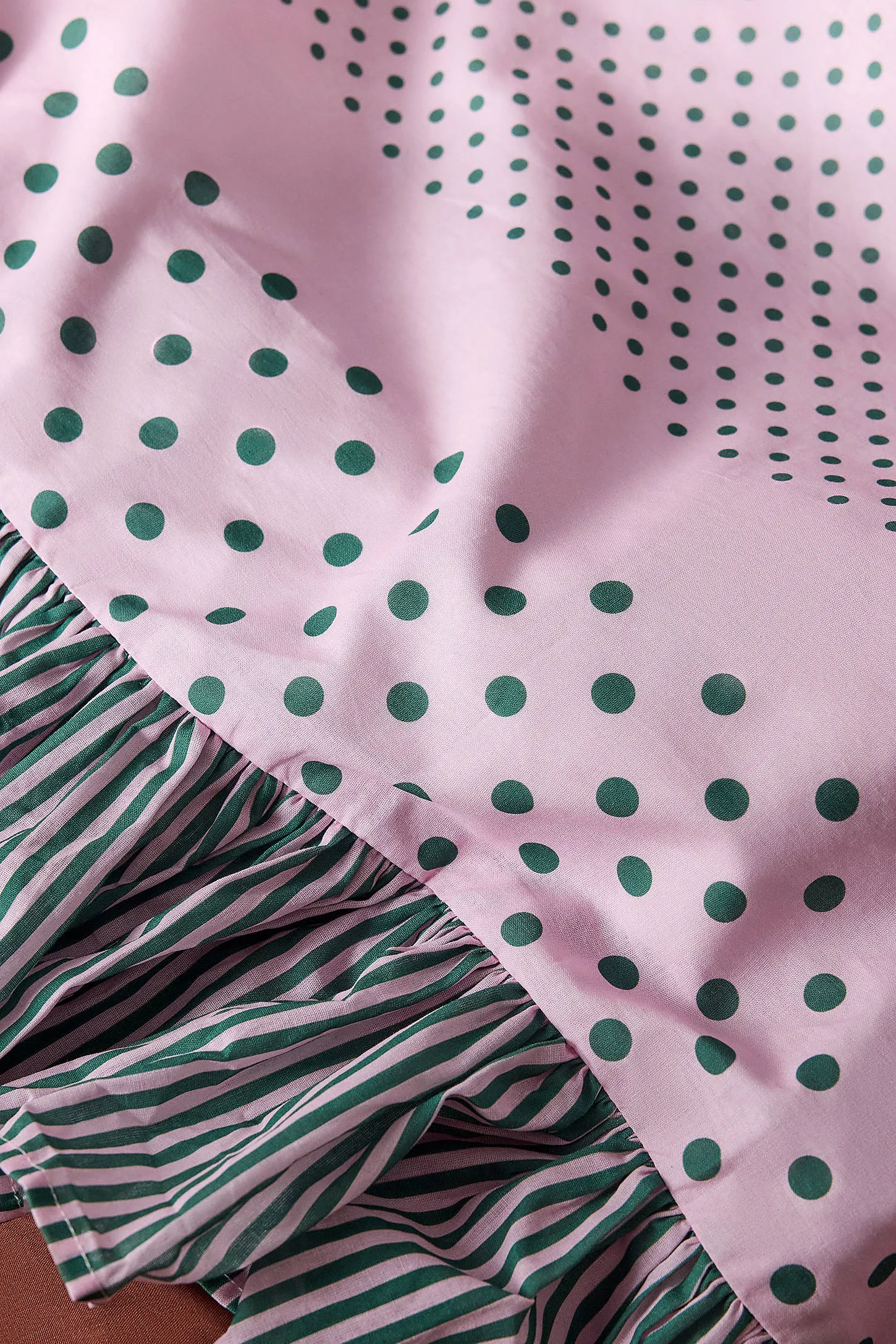 Polka Dot Stripe Ruffle Duvet Set - Pink 6