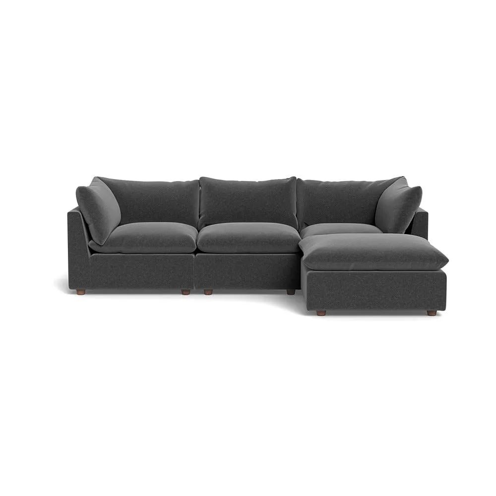 Heal's Astrid Right Hand Facing Corner Sofa Melton Wool Granite Walnut Stained Beech Feet 1