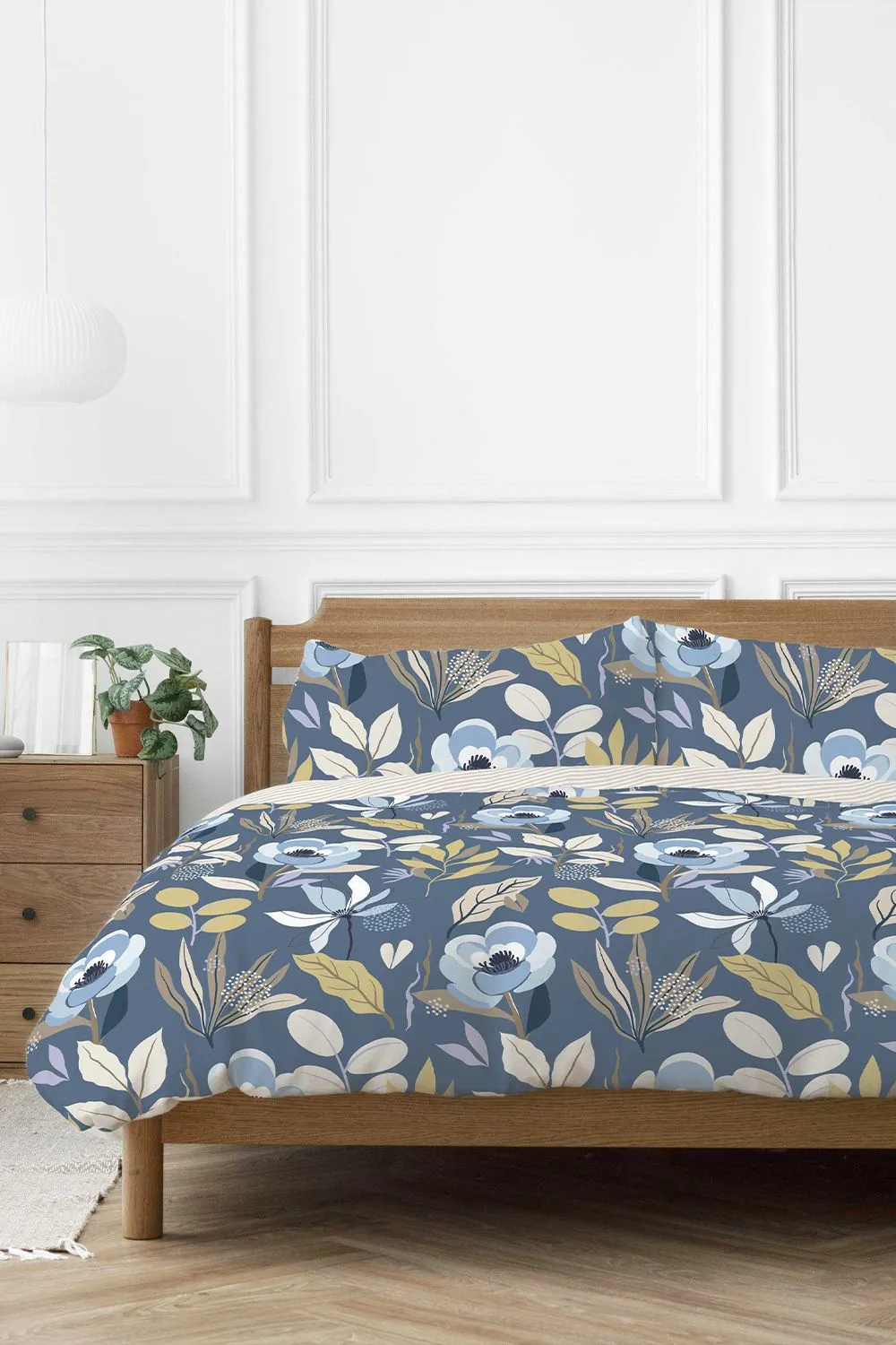 Copenhagen Home 'Mia' Floral Polycotton Duvet Cover Set in Blue
