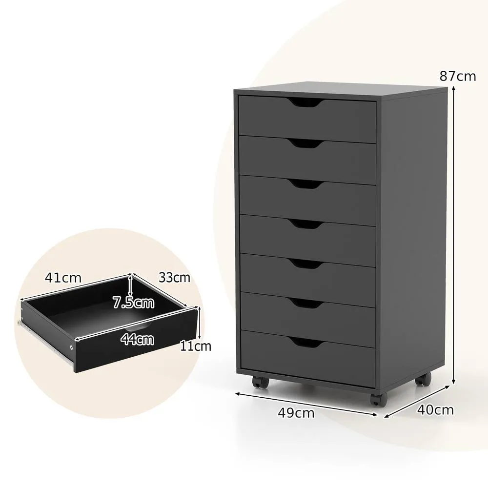 Costway 7-Drawer Storage Cabinet Mobile File Organizer Filing Dresser Chest in Black 2