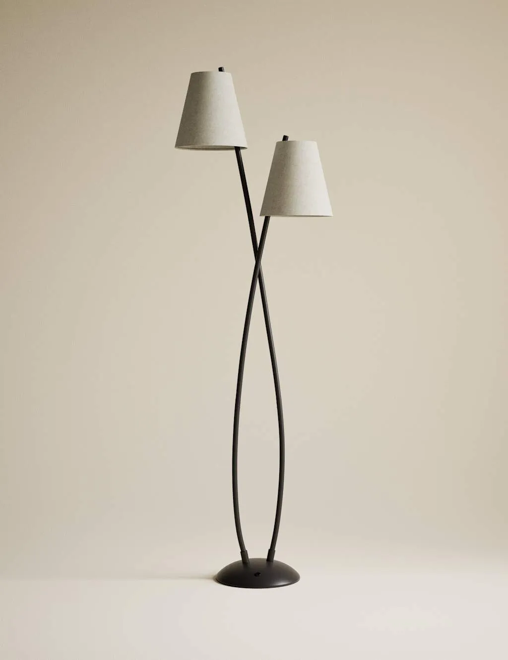 M&S Rechargeable Curved Double Floor Lamp Black