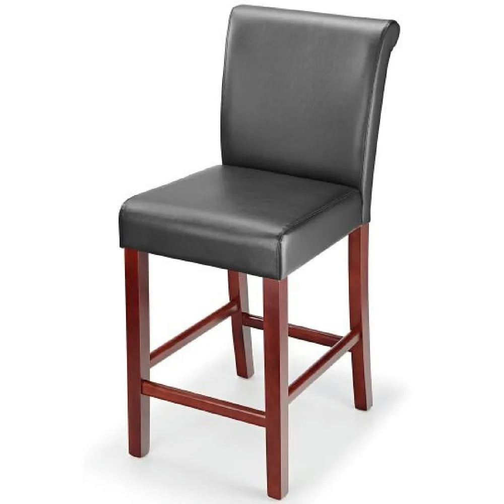 netfurniture Sayni Walnut Frame Kitchen Bar Stool Black Padded Seat & Back 6