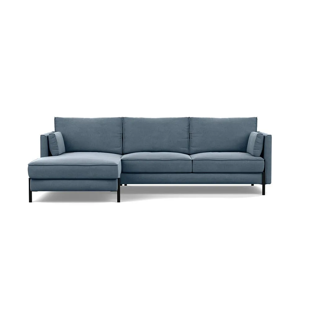 Heal's Tortona Left Hand Facing 4 Seater Corner Chaise Capelo Linen-Cotton Mineral Black Feet 1
