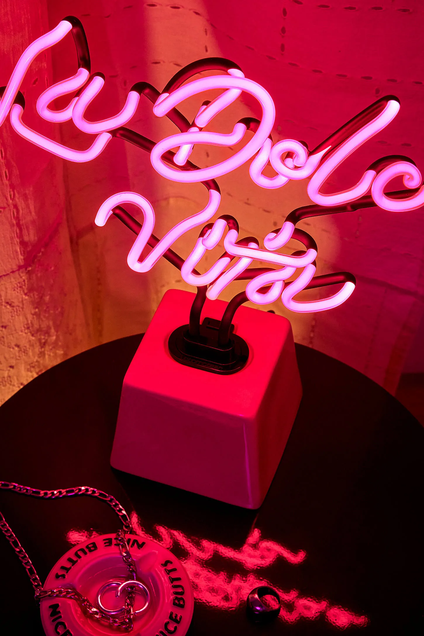 La Dolce Vita Ceramic Base Glass Neon Lamp - Pink ALL 2