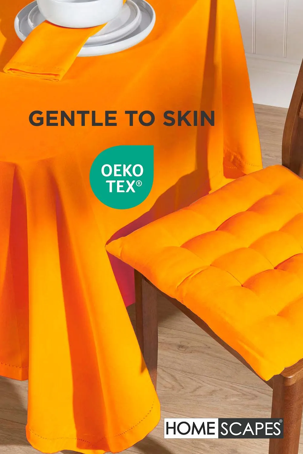 Homescapes 4 Pack Seat Pads Luxury 100% Cotton Indoor Outdoor Garden Cushion, 40cm in Orange 3