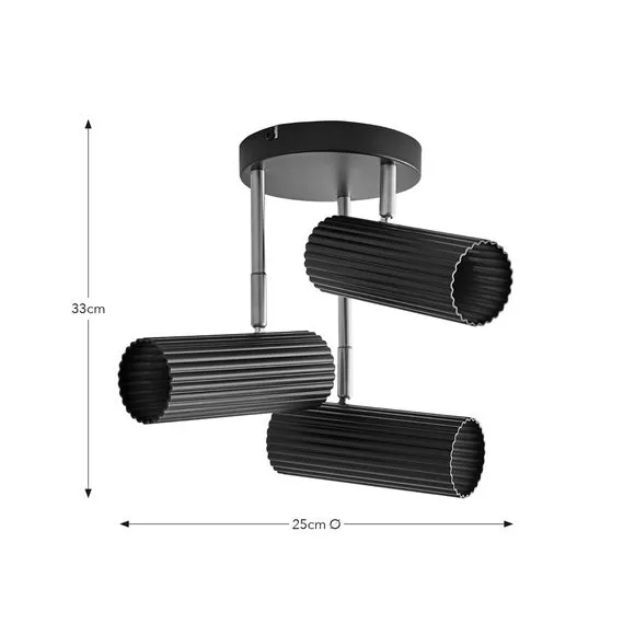 Georgi Industrial Ribbed 3 Light Adjustable Semi Flush Spotlight 6