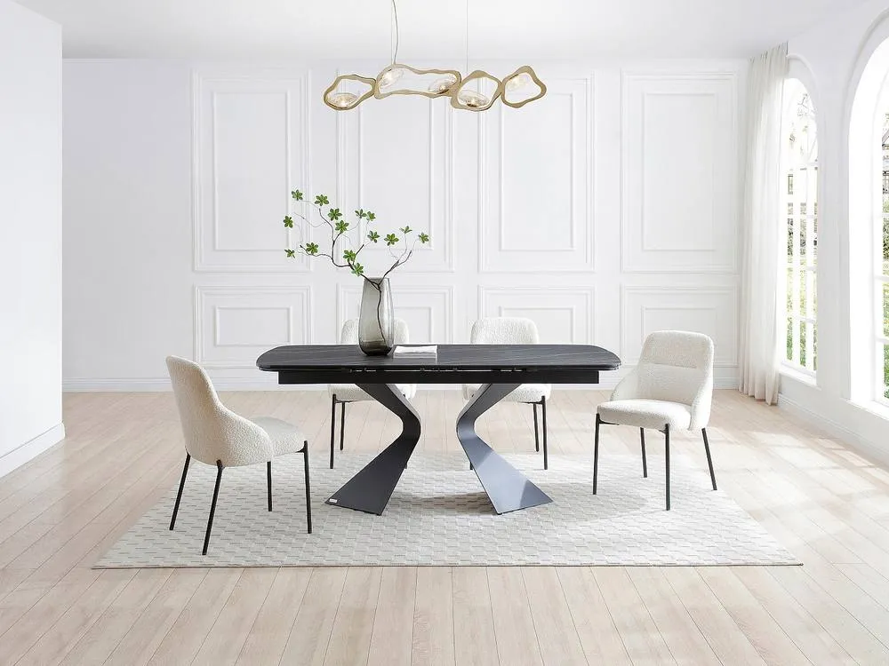 Vente-unique Extendable Dining Table Seating 6 To 6 Cm Tempered Glass, Ceramic and in Black 3
