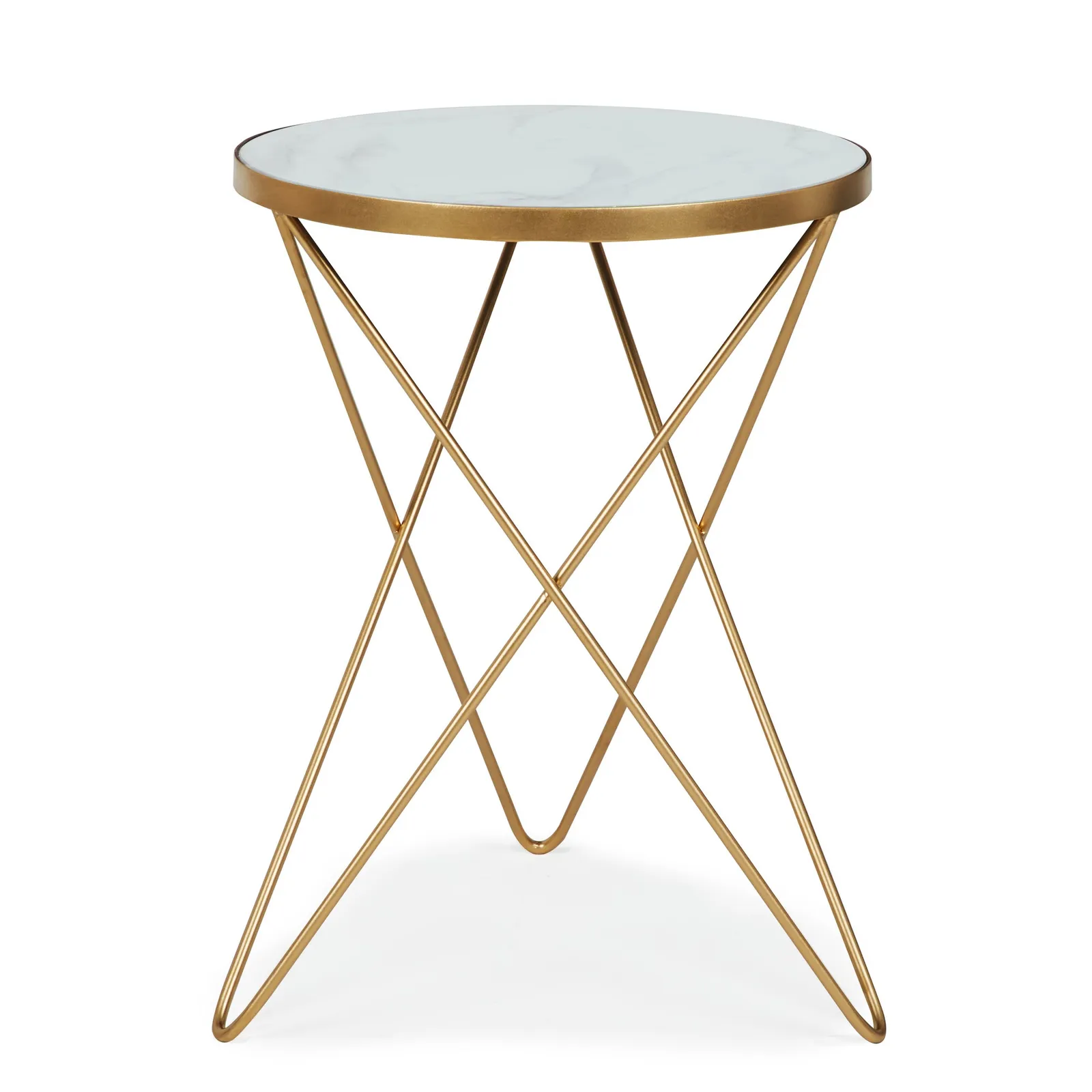 Lexi White Marble Effect Side Table White