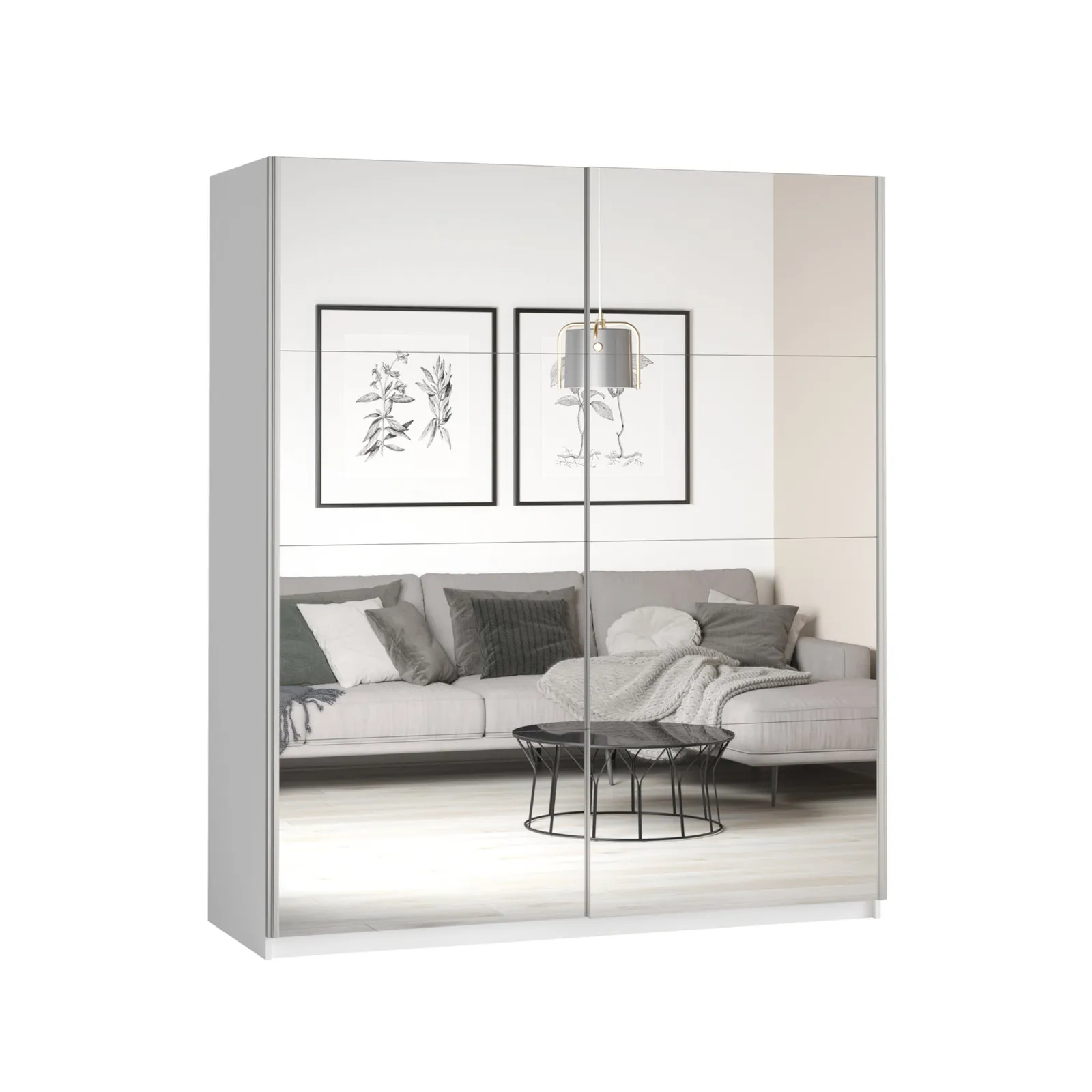 Lincoln 180cm Sliding Mirrored Wardrobe White