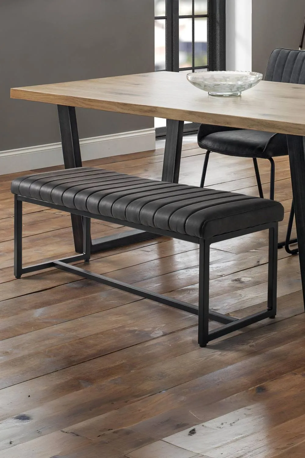 Julian Bowen Soho 2 Seater Upholstered Dining Bench in Black