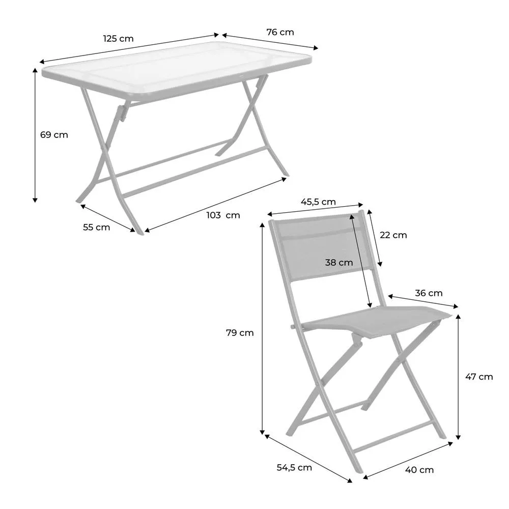 sweeek Folding steel garden table + 4 chairs in Dark Grey 5