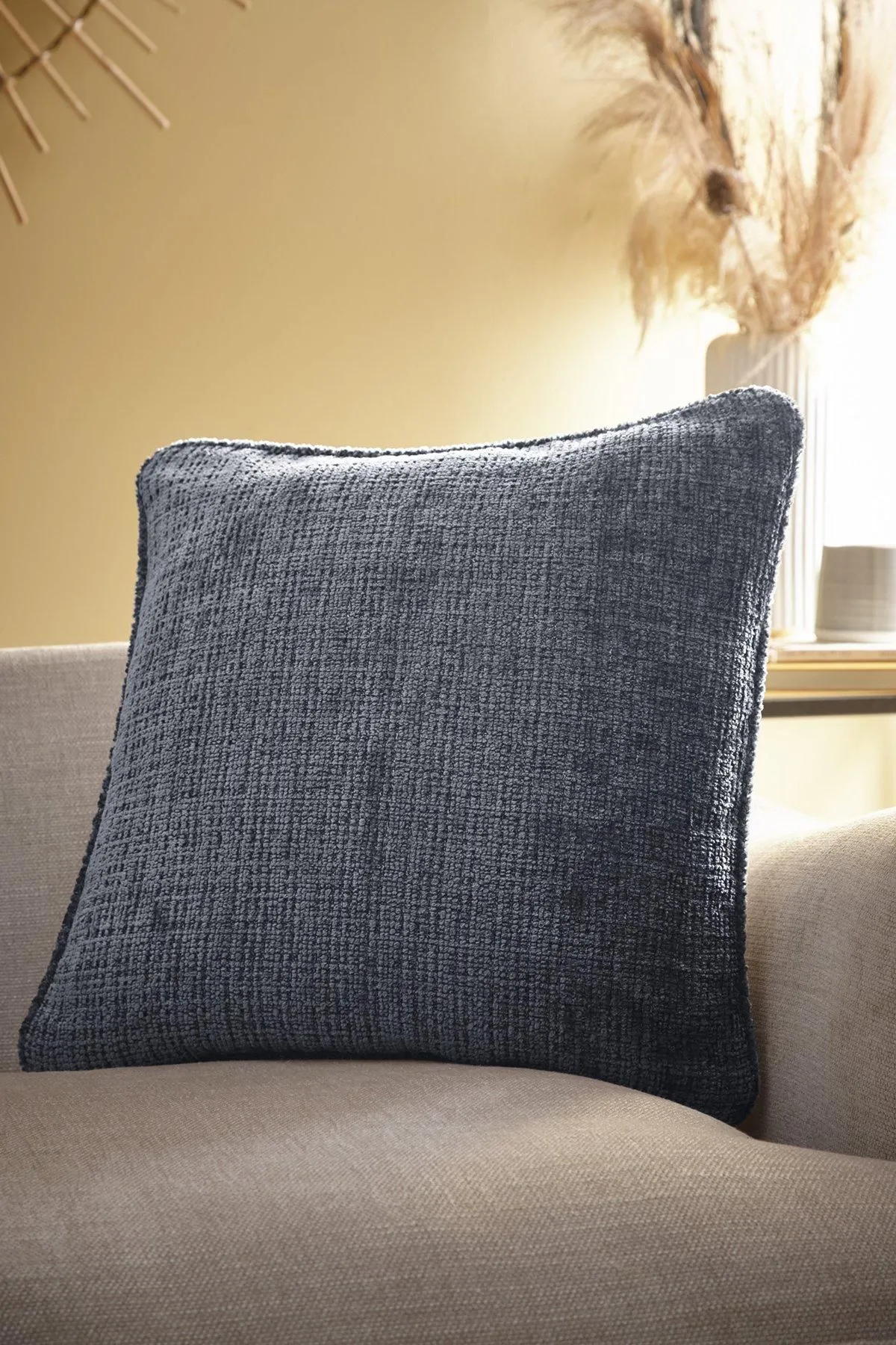 Appletree 'Alba' Textured Chenille Filled Cushion in Charcoal 1