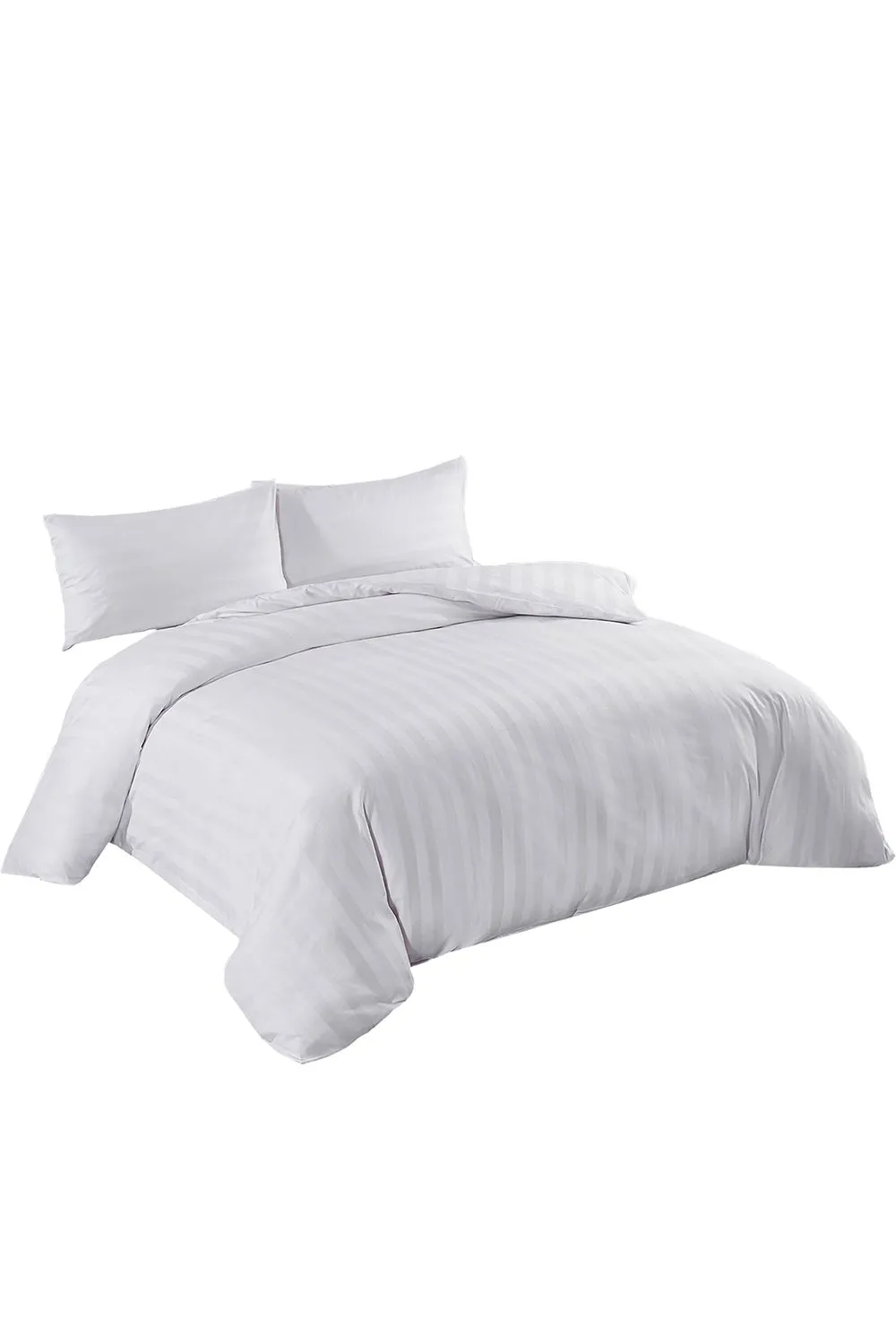 Neel Blue 300TC Cotton Duvet Cover Set with 2 Pillowcases, White Satin Stripe, Super King, 220cm x 260cm
