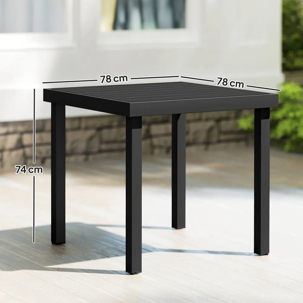 OUTSUNNY 78 cm Garden Dining Table for 4, Square Outdoor Side Table, Black 3
