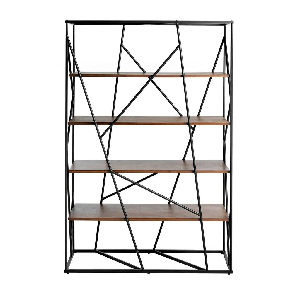 Angel Cerda Walnut & Black Steel Shelving Unit, 120x38x180 cm in Brown 2