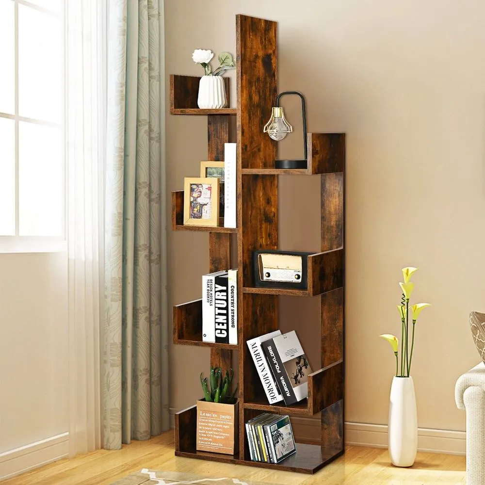 Costway 8Tier Bookcase Multipurpose Bookshelf 8layer Freestanding Bookcase in Brown 3