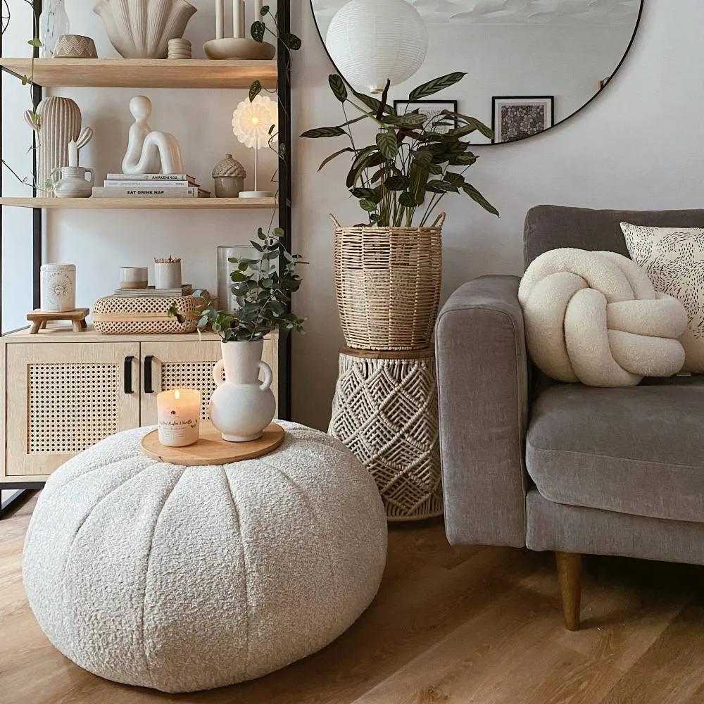 rucomfy Beanbags rucomfy Indoor Snug Pouffe - Comfortable Bean Bag Footstool in Cream
