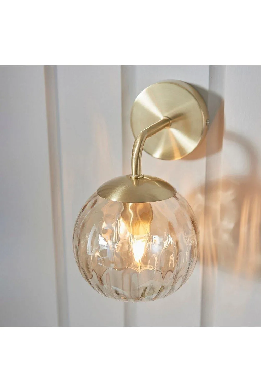 Netlighting Dimple Glass Wall Lamp Satin Brass Plate Champagne Lustre Glass in Gold 6