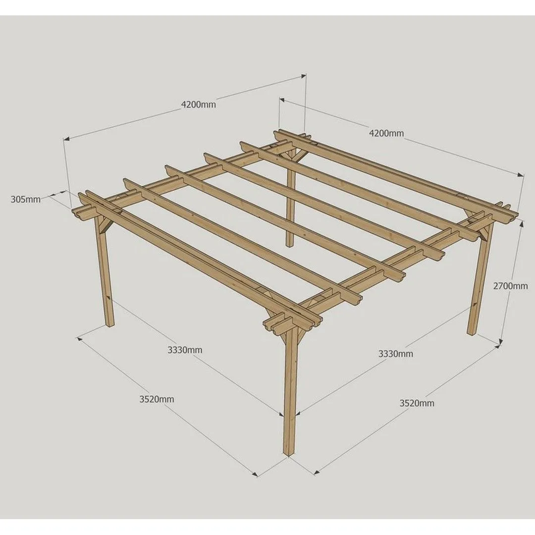 Rutland County Garden Furniture Ltd Double Garden Pergola - Wood - L420 x W420 x H270 cm - Light Green in Brown 5