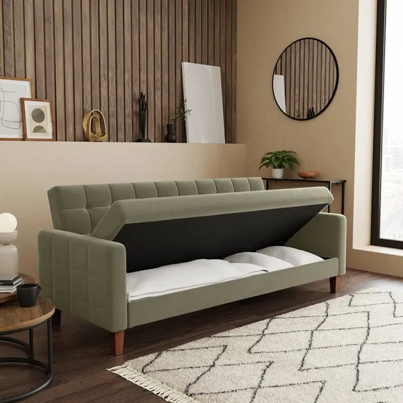 Harlow Velvet Storage Double Sofa Bed 3