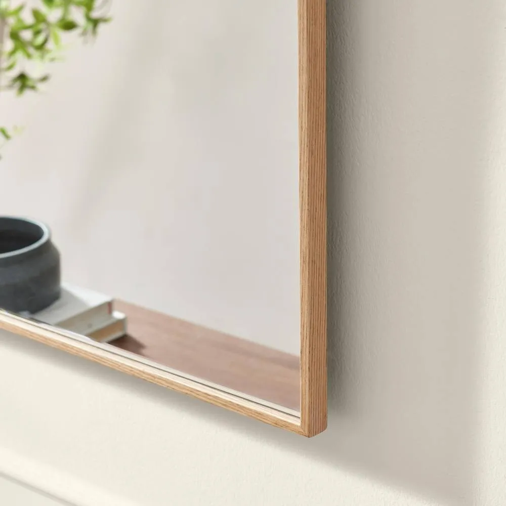 FurnitureboxUK Inga Oak Wood Long Rectangle 120x80cm Wall Mirror in Light Brown 5