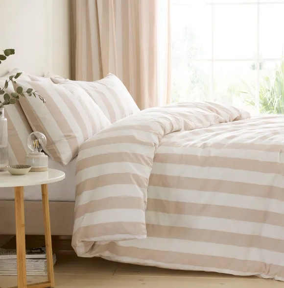 Maisie Woven Stripe 100% Cotton Duvet Cover & Pillowcase Set 4