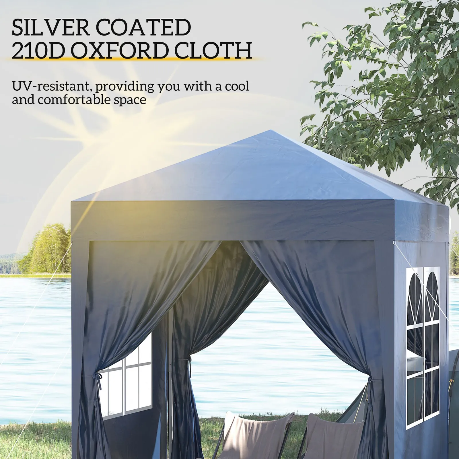 OUTSUNNY 2mx2m Pop Up Gazebo Party Tent Canopy Marquee with Storage Bag in Blue 5