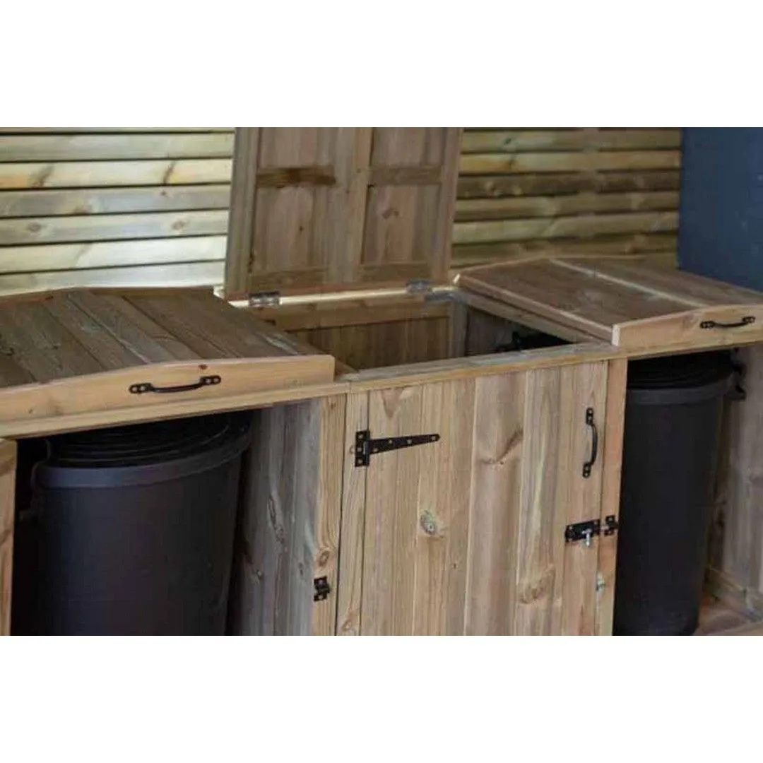 Buttercup Farm Paythorne Dustbin Store Triple - Timber - L64 x W180.5 x H88 cm in Brown 3