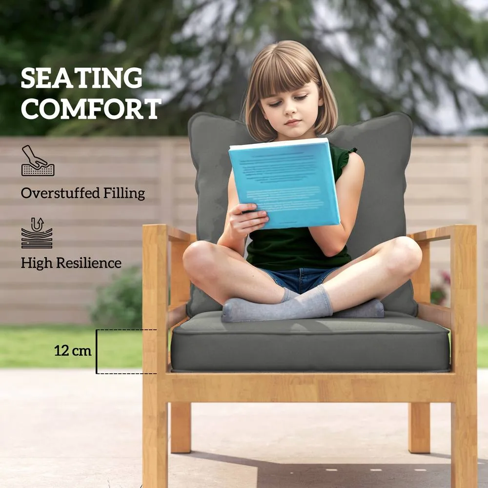 OUTSUNNY Garden Chair Cushion with Seat & Back Pad, CUSHION ONLY in Dark Grey 4