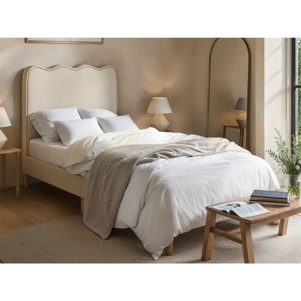 Flair Ellis Single Bed with Cloud Headboard in Beige 1