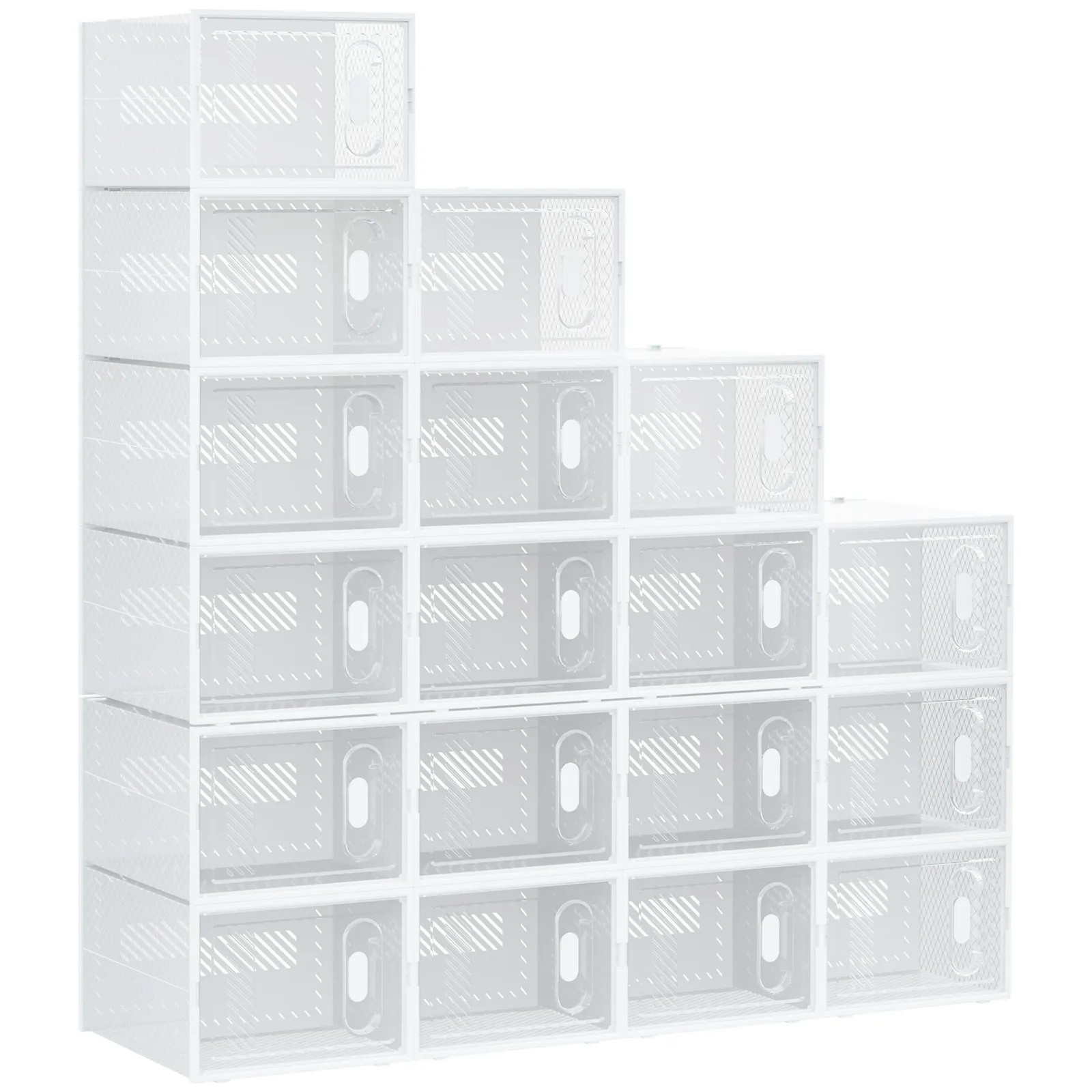 HOMCOM 18PCS Stackable Shoe Box Clear Plastic Shoe Storage Box for UK or EU 2