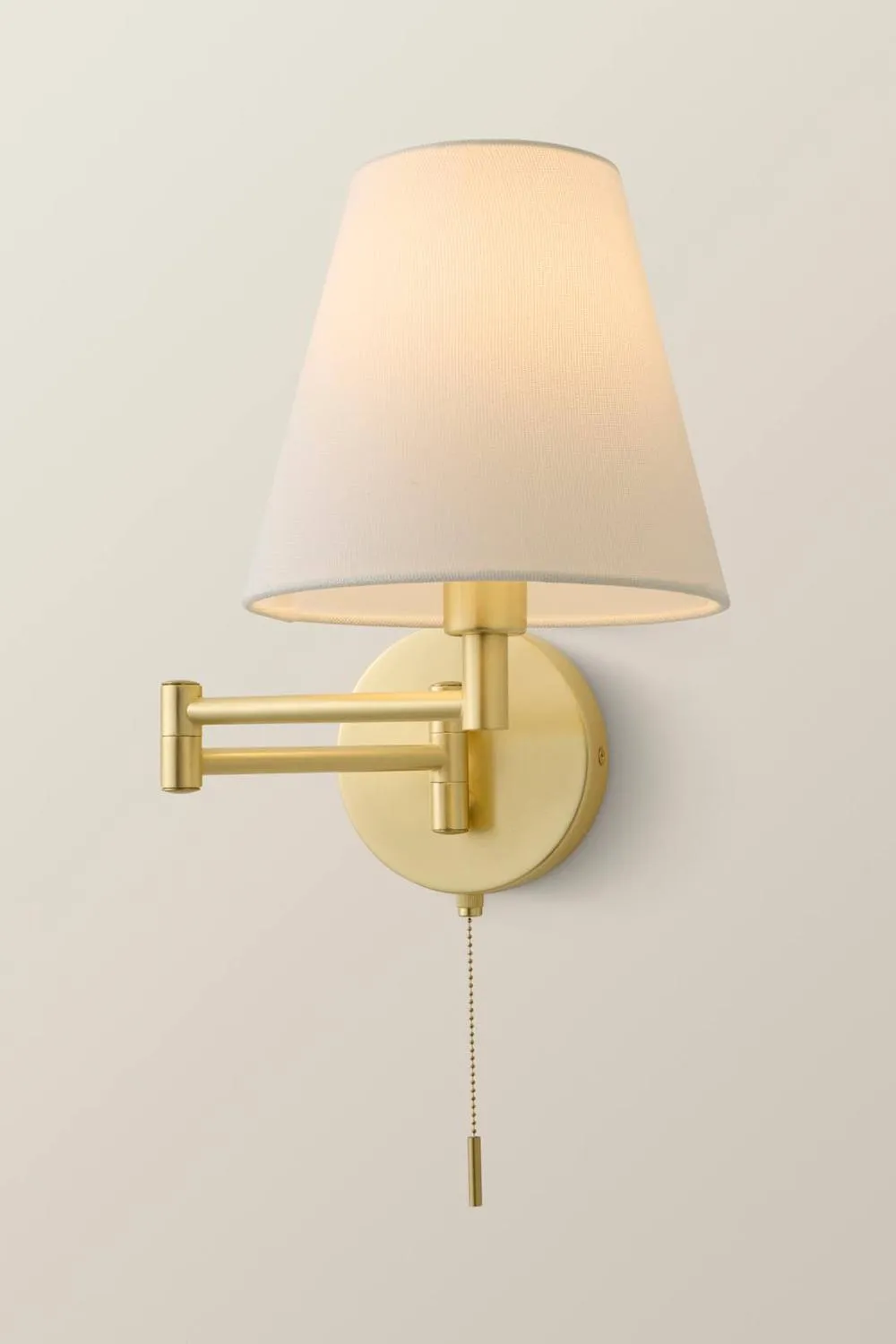 ValueLights Sonia Adjustable Swing Arm Wall Light with Tapered Linen Lamp Shade in Gold 3
