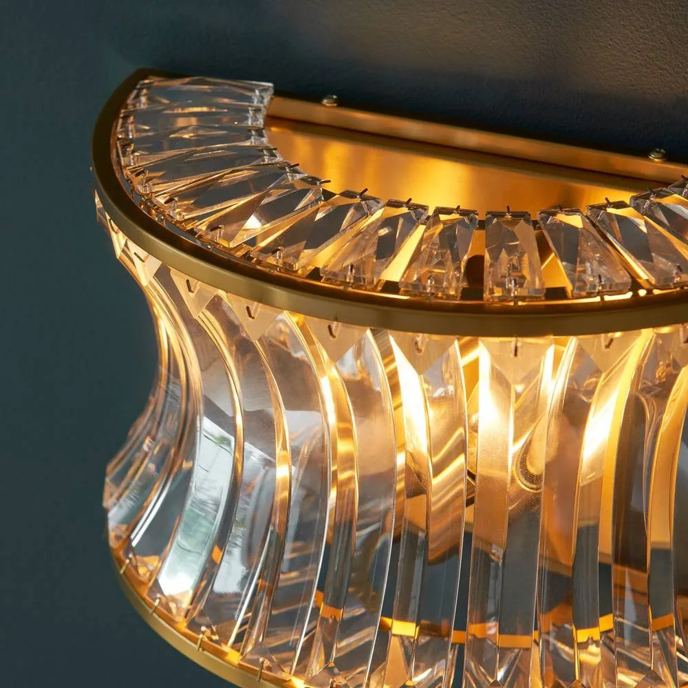 Netlighting Vittoria Wall Lamp Warm Brass Plate Crystal & Clear Glass in Yellow 3