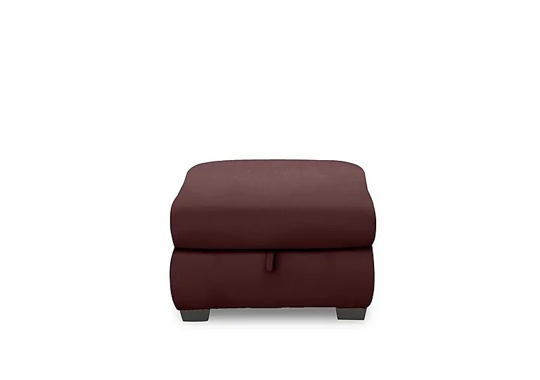 Nixon Leather Storage Footstool - BV Deep Red
