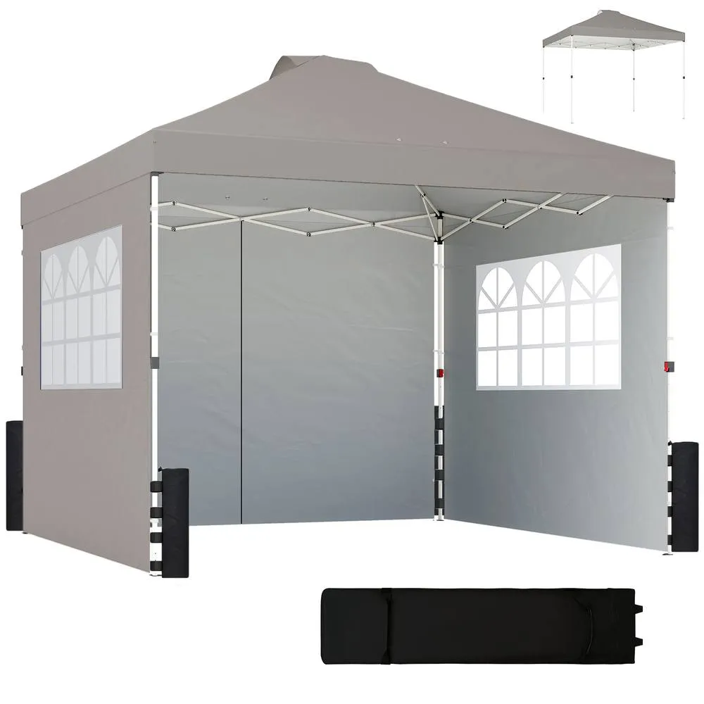 OUTSUNNY Pop Up Gazebo Waterproof Height Adjustable 3 x 3 (m) Grey 2