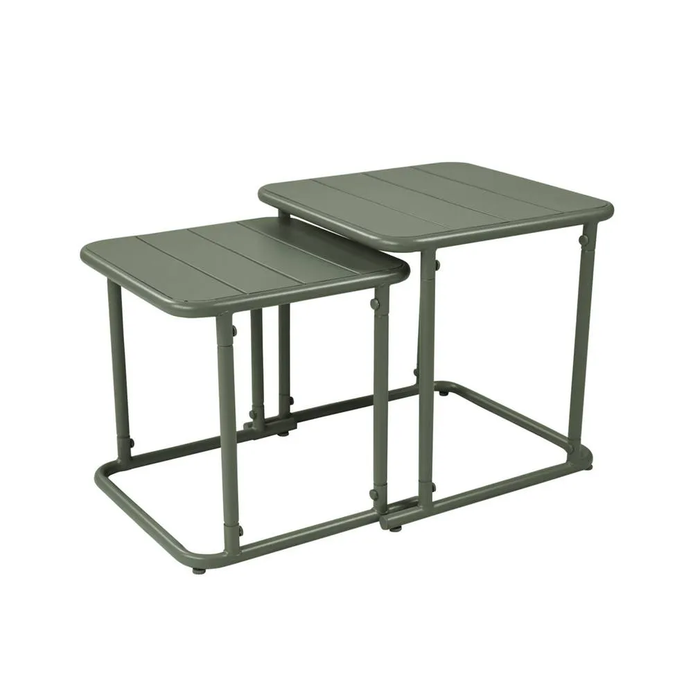 sweeek Square outdoor nesting table in steel in Khaki 2