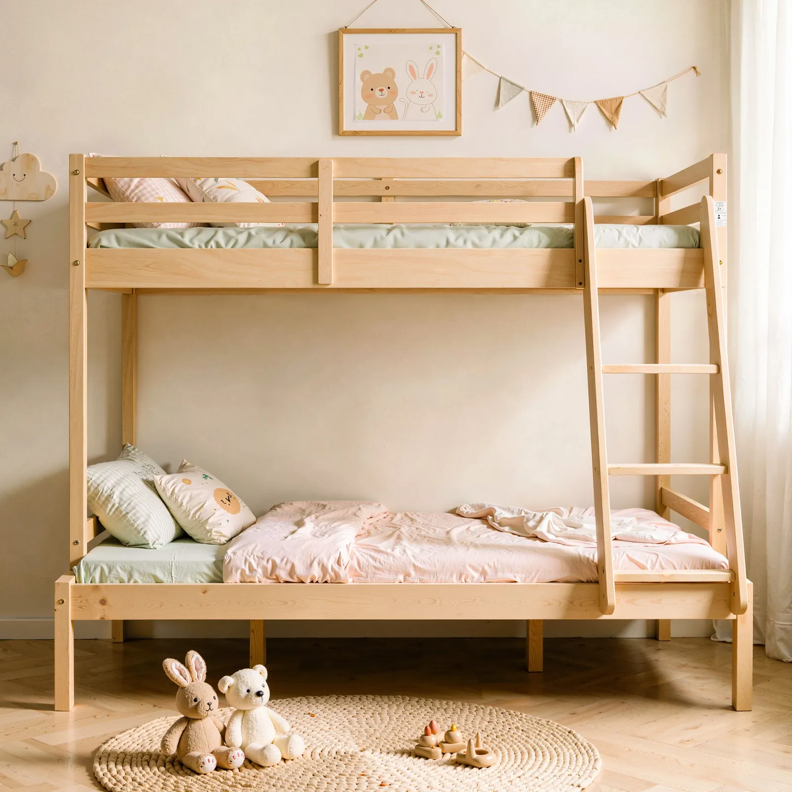 Comfy Living Ltd Wooden Triple Bunk 3ft/4ft In Various Colours in Natural 3