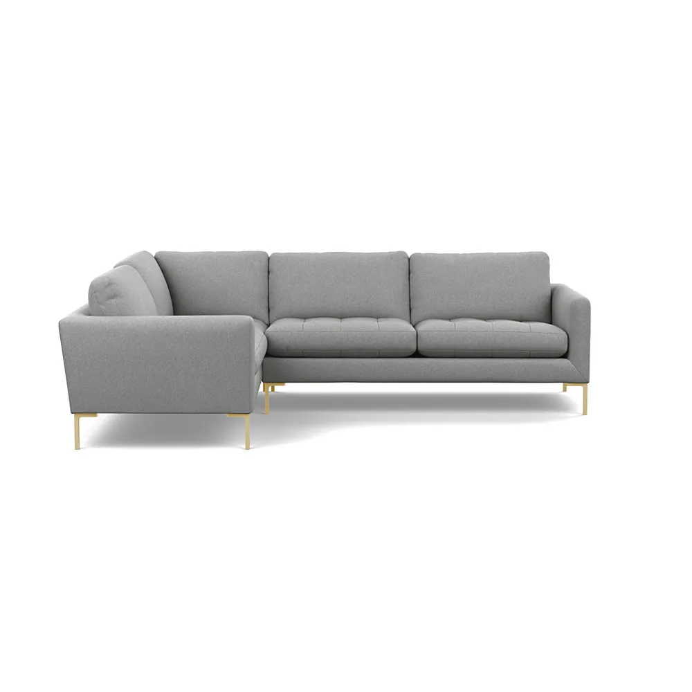 Heal's Eton Left Hand Facing Corner Sofa Cotton Pewter Brass Feet