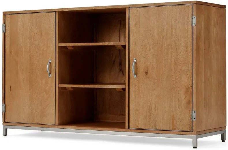 Lomond Sideboard, Honey Mango Wood & Brushed Steel