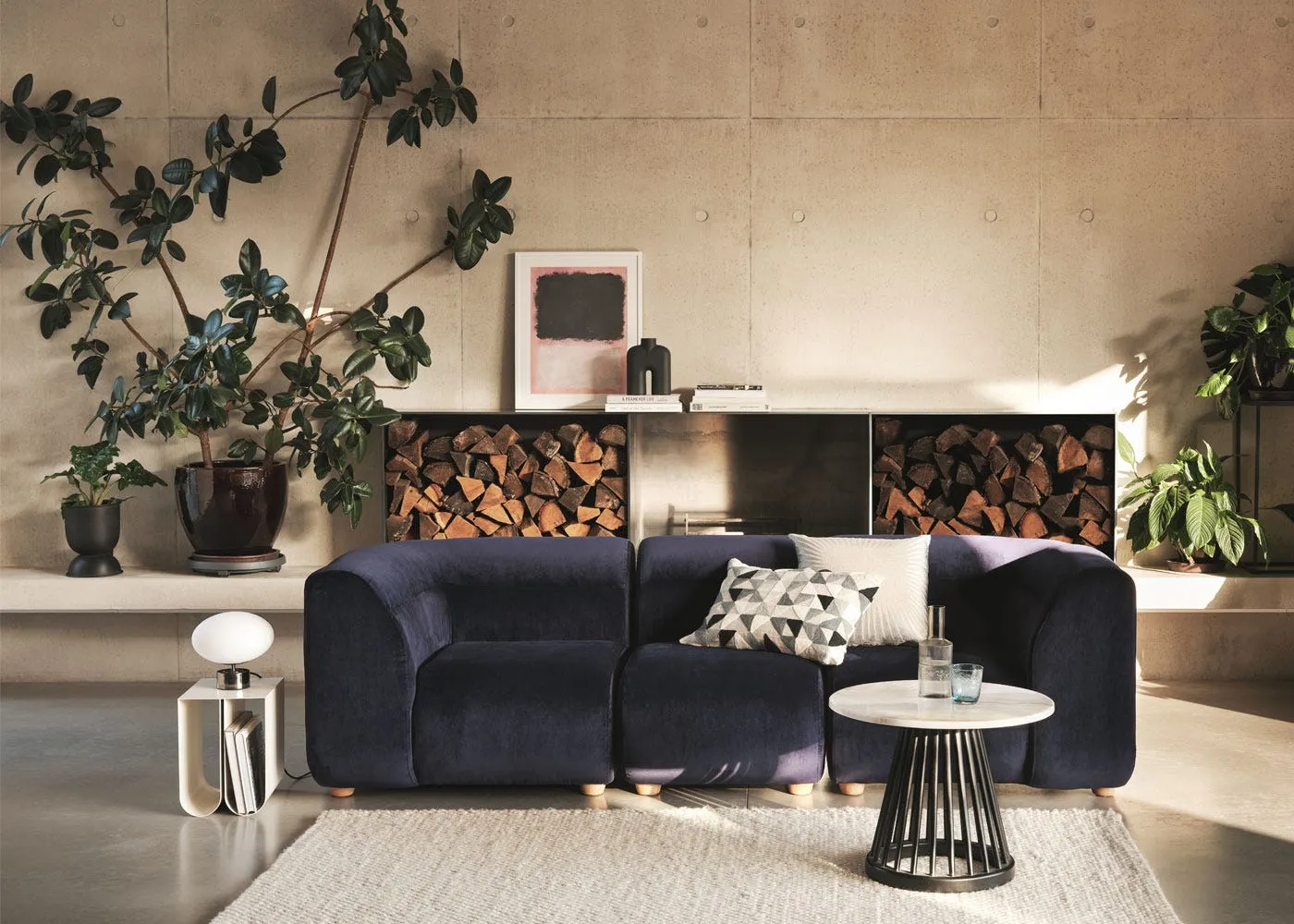 Heal's Lilli 3 Seater Sofa Capelo-Linen Inkspot Natural Beech Feet 2