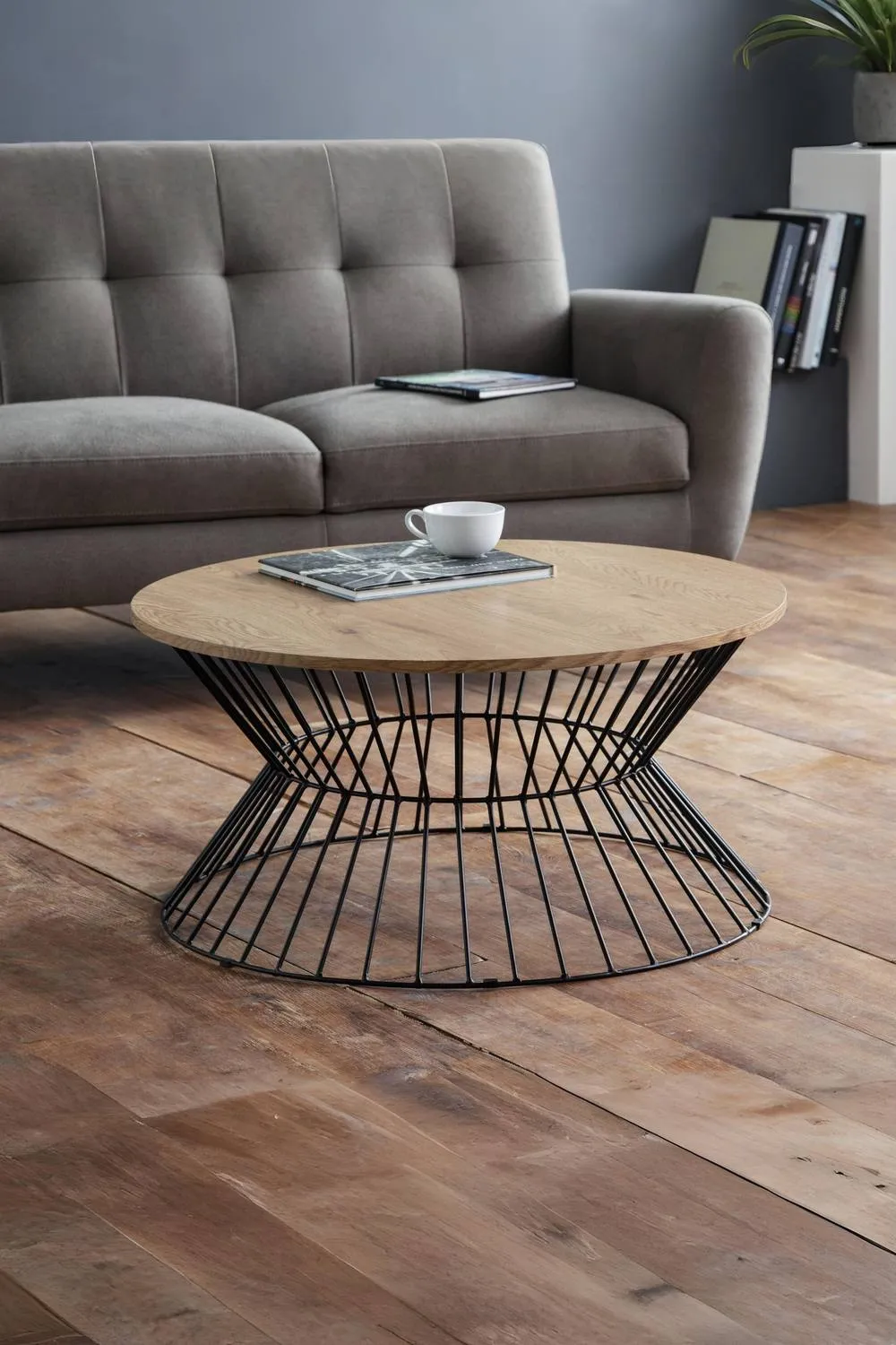 Julian Bowen Jersey Round Wire Coffee Table in Light Oak