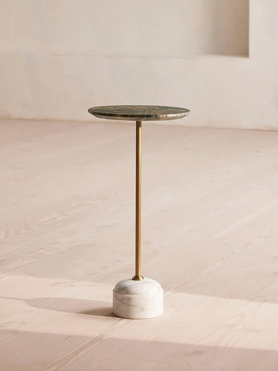 Fleet Side Table, Small, Verde Bosque Marble