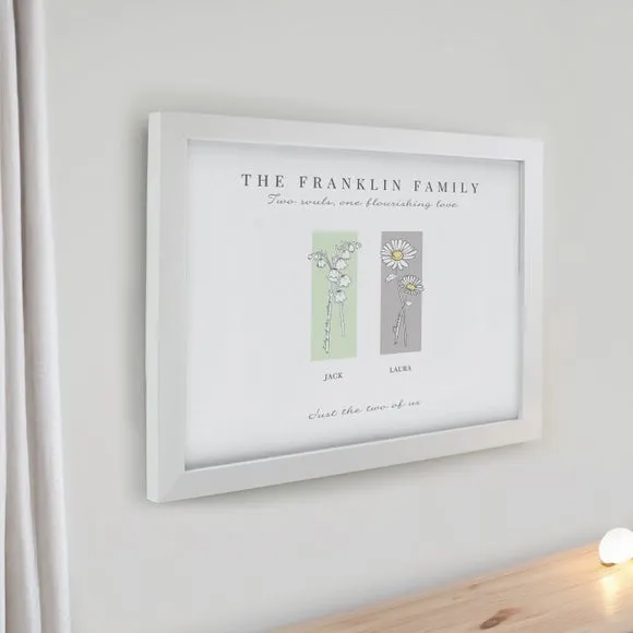 Personalised Birth Flower Family of 2 Framed Print 2