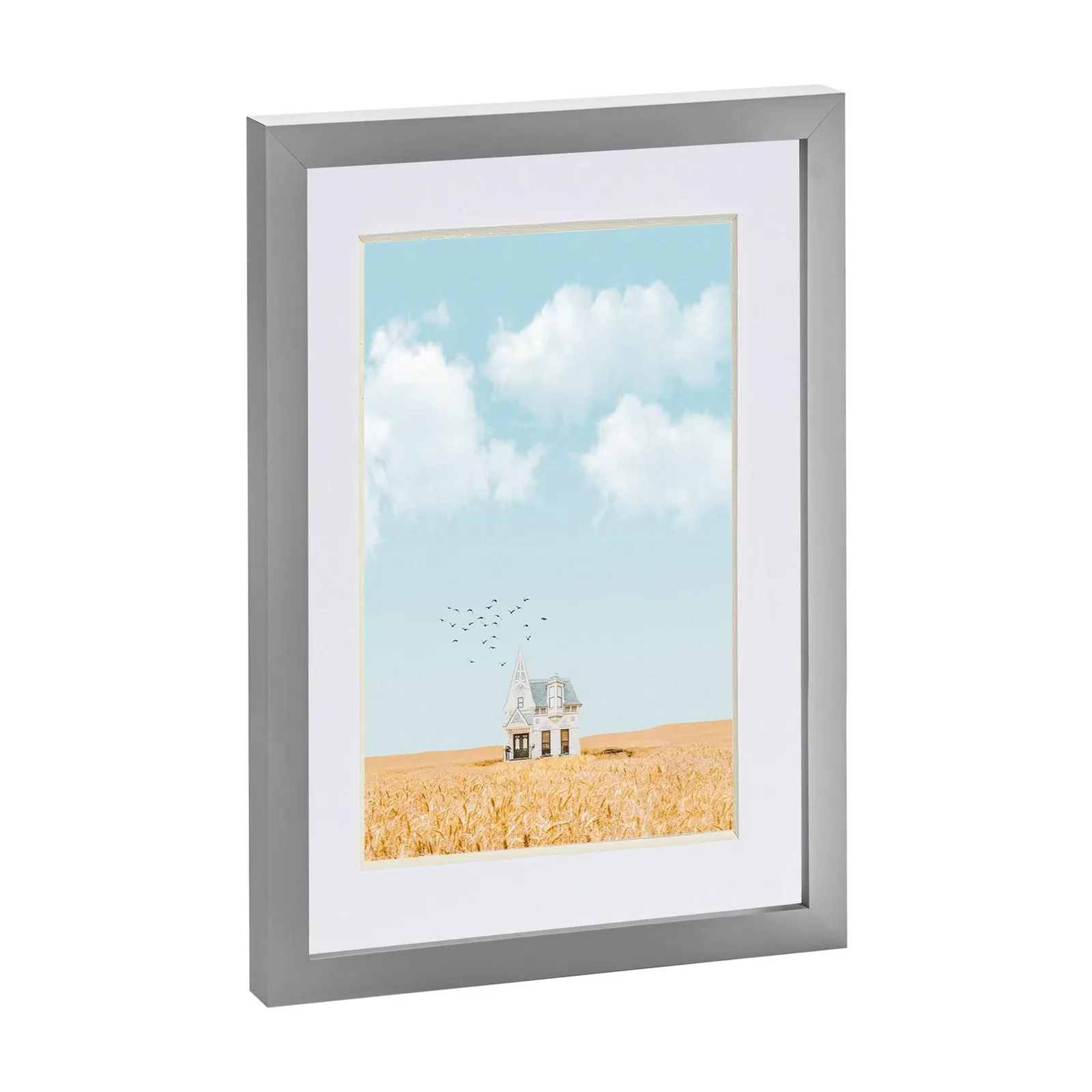 Nicola Spring Photo Frame with A5 Mount - A4 (8" x 12") - White Mount in Grey